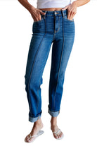 Judy Blue Campbell High Rise Center Seam Detail Straight Jeans silhouette