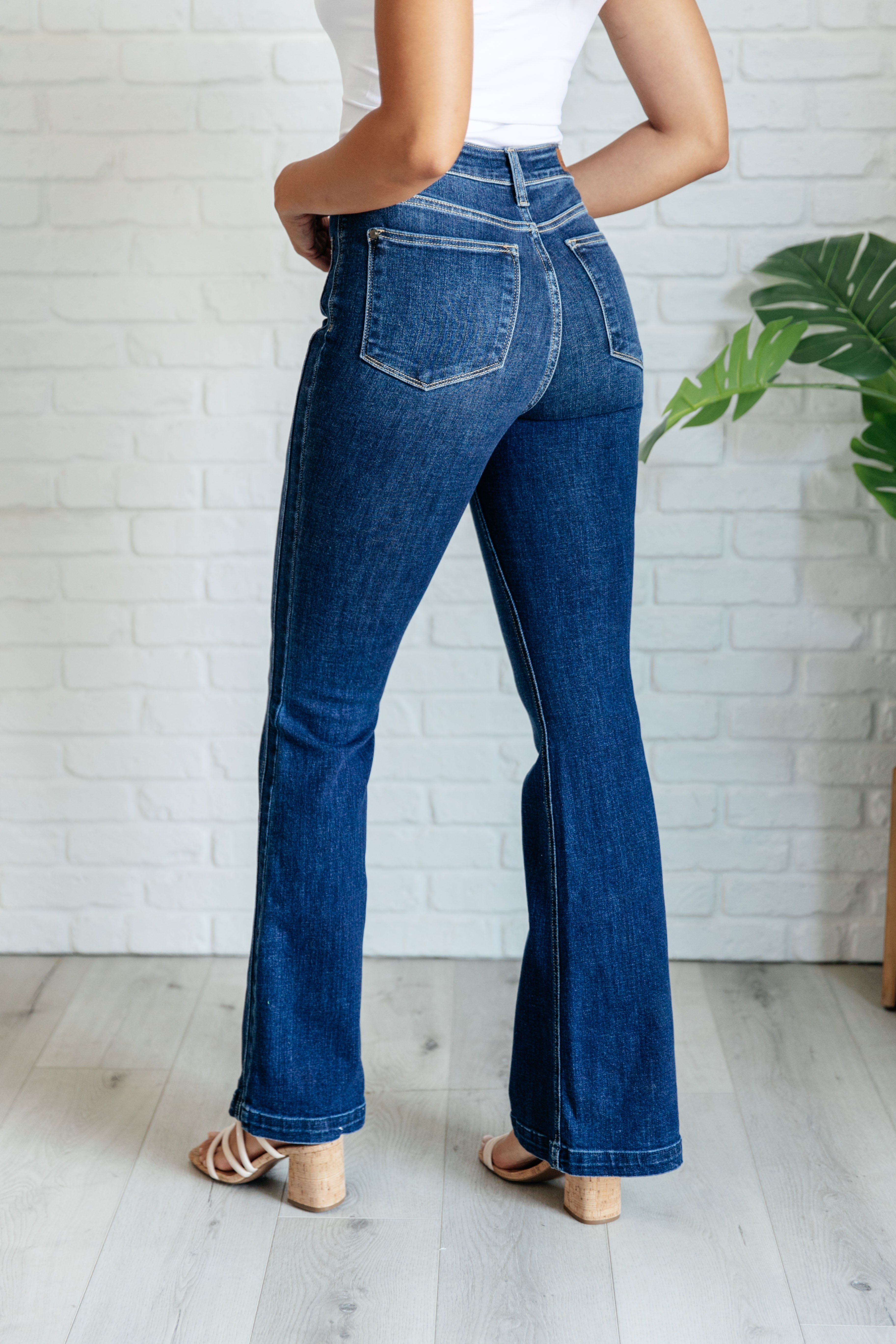 Judy Blue Mavis High Rise Side Seam Detail Flare Jeans back view