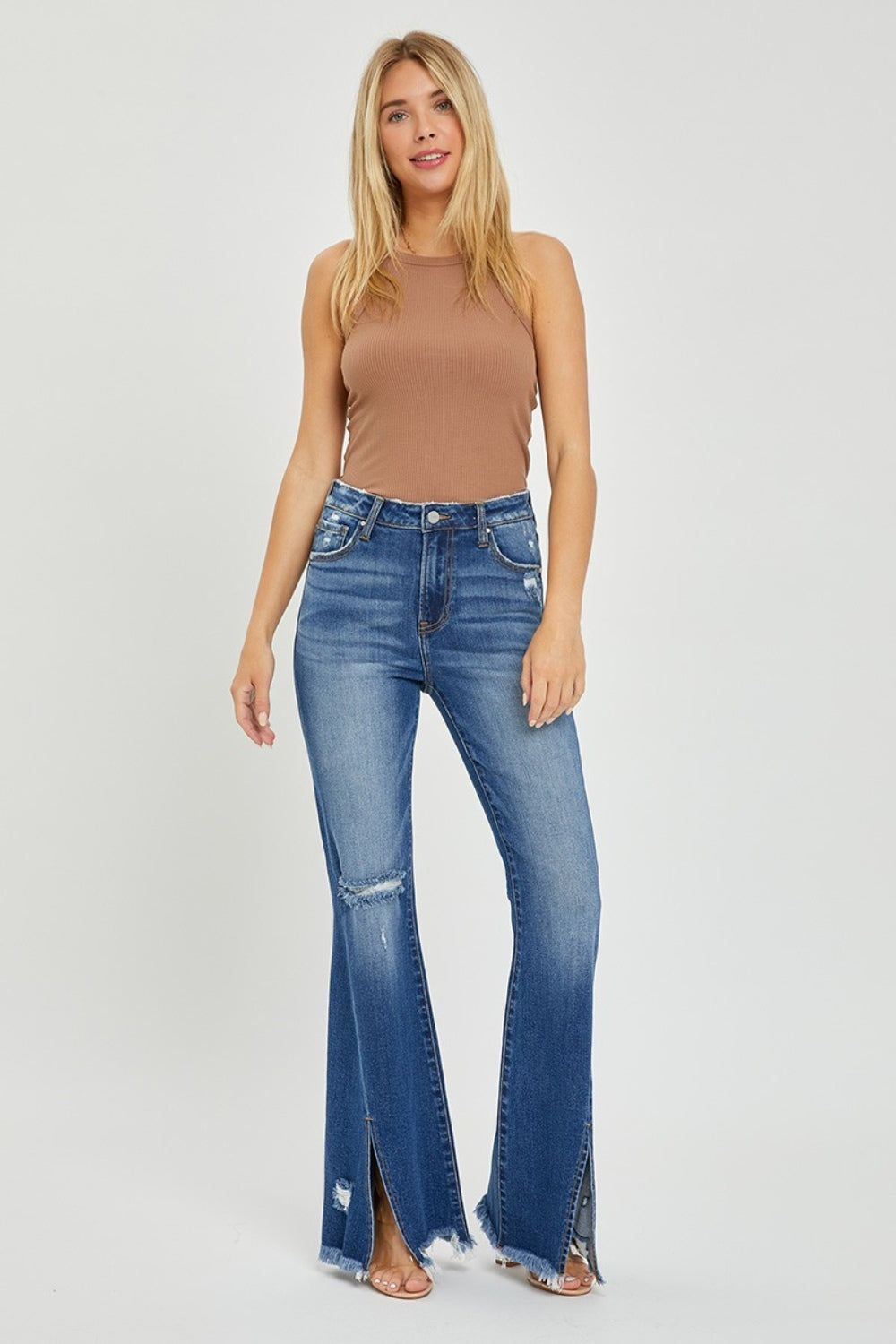 Fashion flare jeans with slit