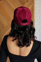 Pretty Burgundy Wine women's hat showing back with velcro strap