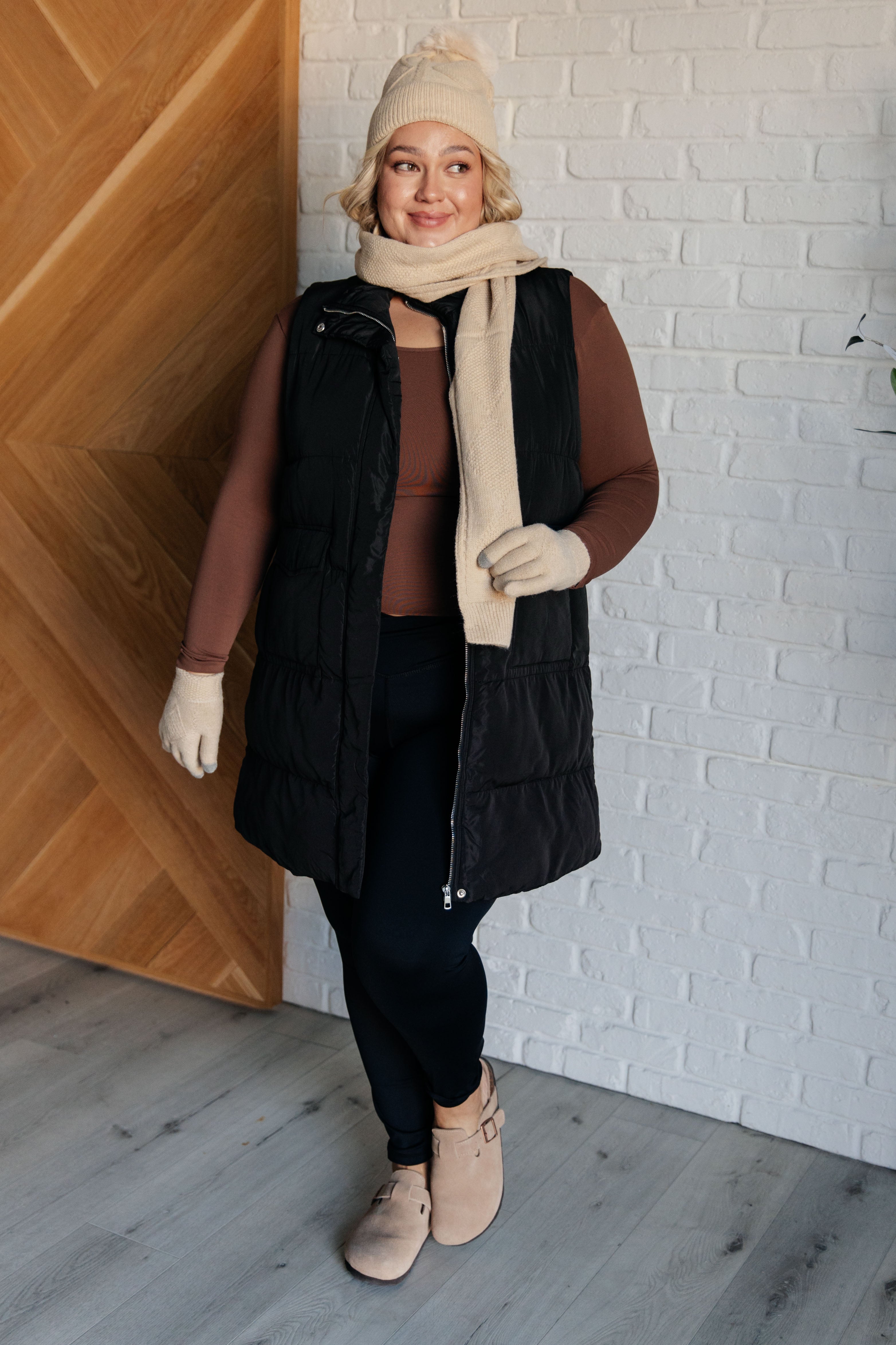 Long Black puffer vest