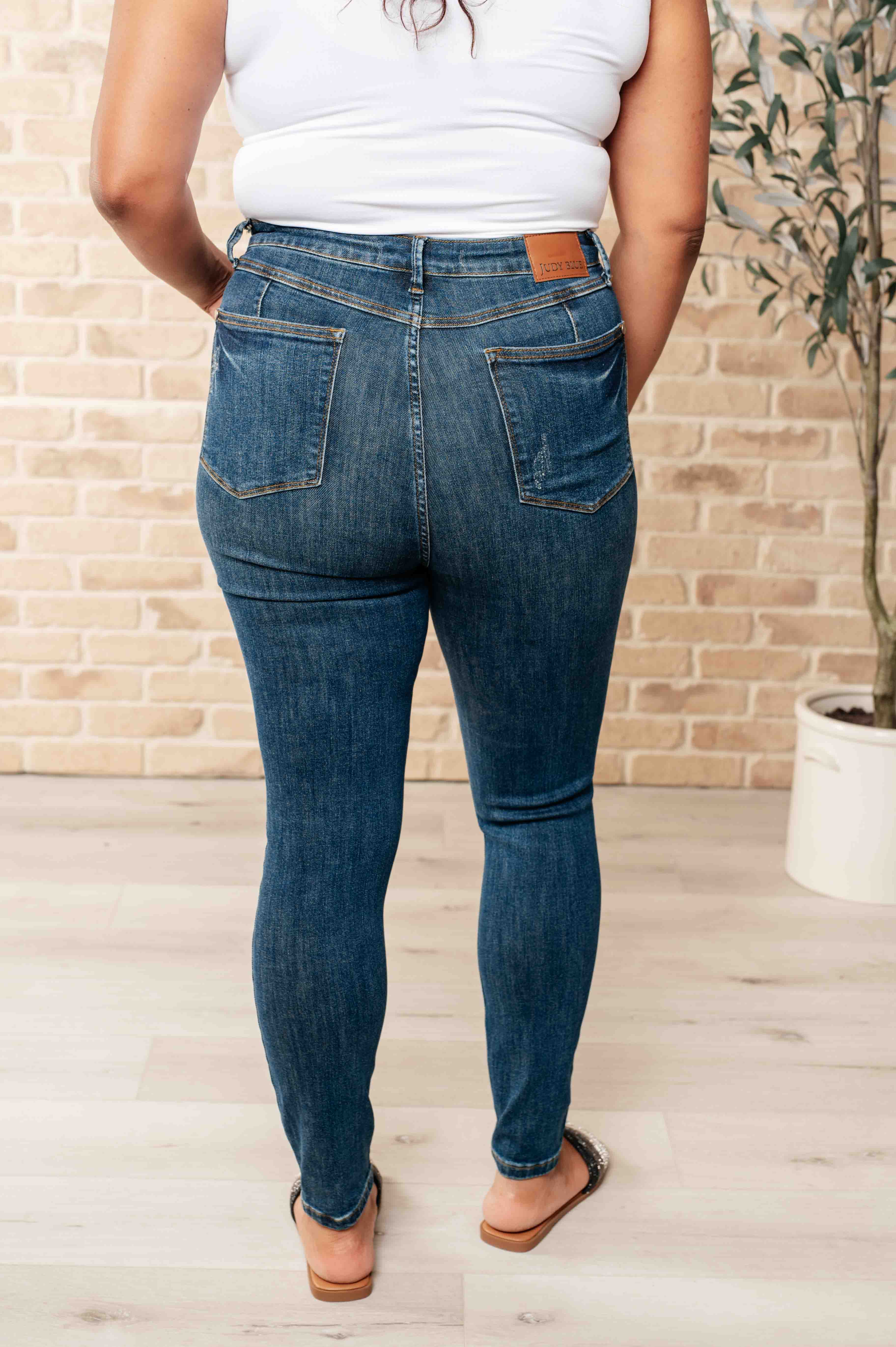 Back pockets photo of Judy Blue Cora High Rise Control Top Skinny Jeans