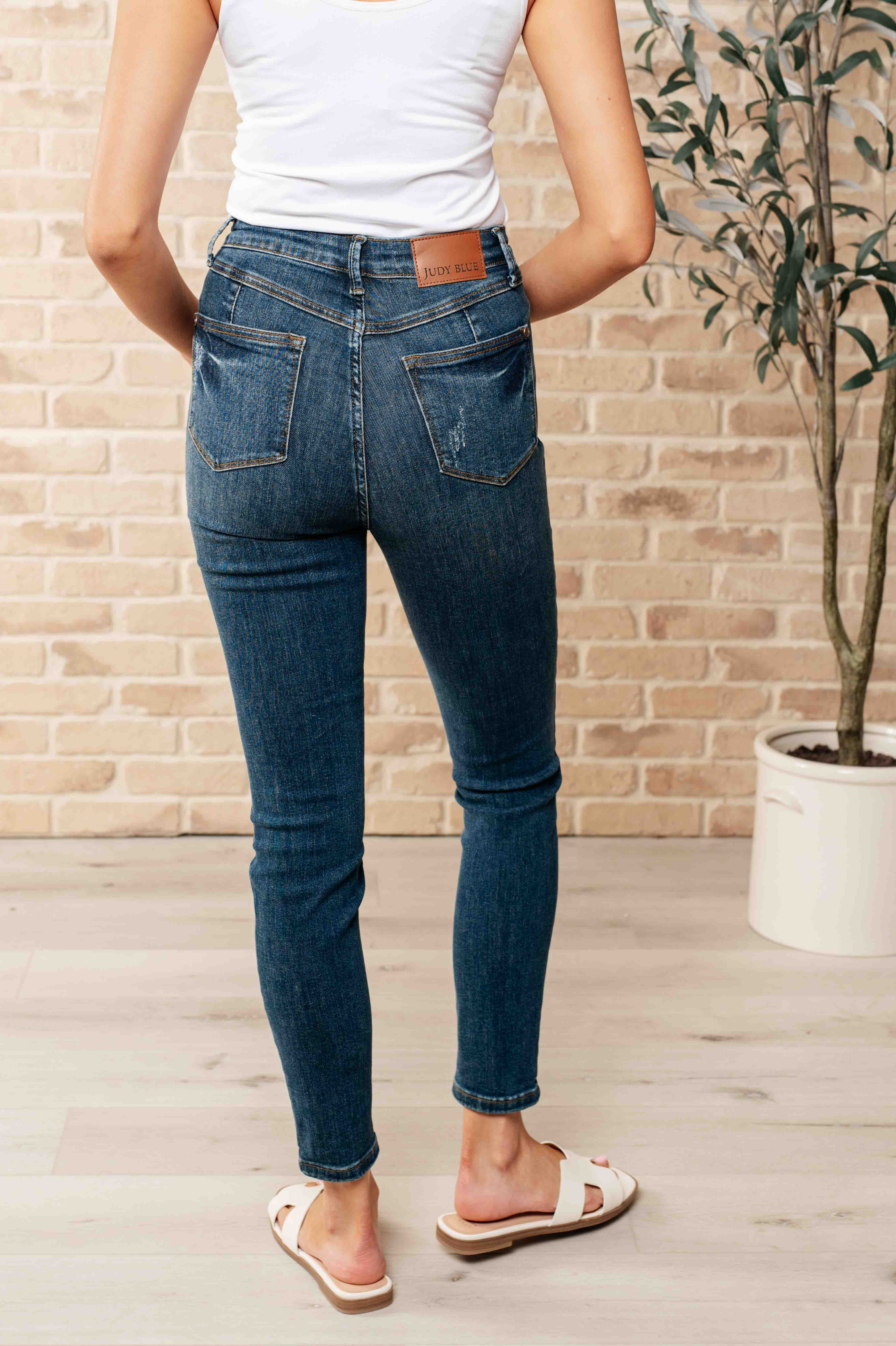 Judy Blue Cora High Rise Control Top Skinny Jeans back view on Sabrina