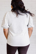 Diamonds and Pearls Puff Sleeve Top in Light Grey back view on Krychele