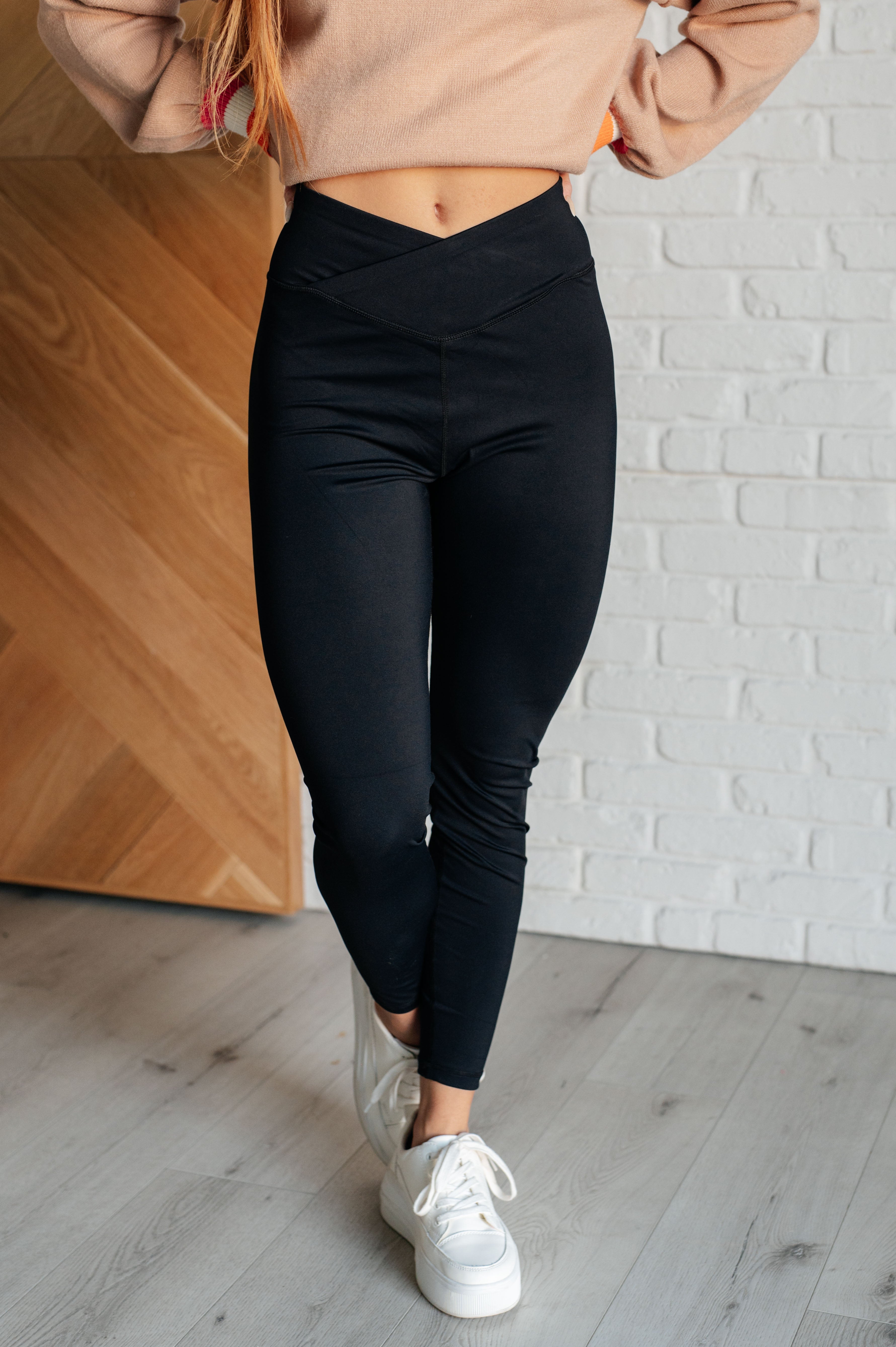 Black Leggings with cross over V front