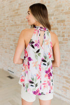 Keyhole back button closure - Feeling Lovely Floral Halter Blouse by White Birch