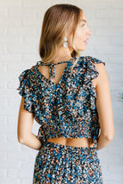 Flutter of Florals V-Neck Crop and Skirt Set back view on Casey