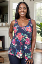 Navy Tank Top with beautiful Pink Florals