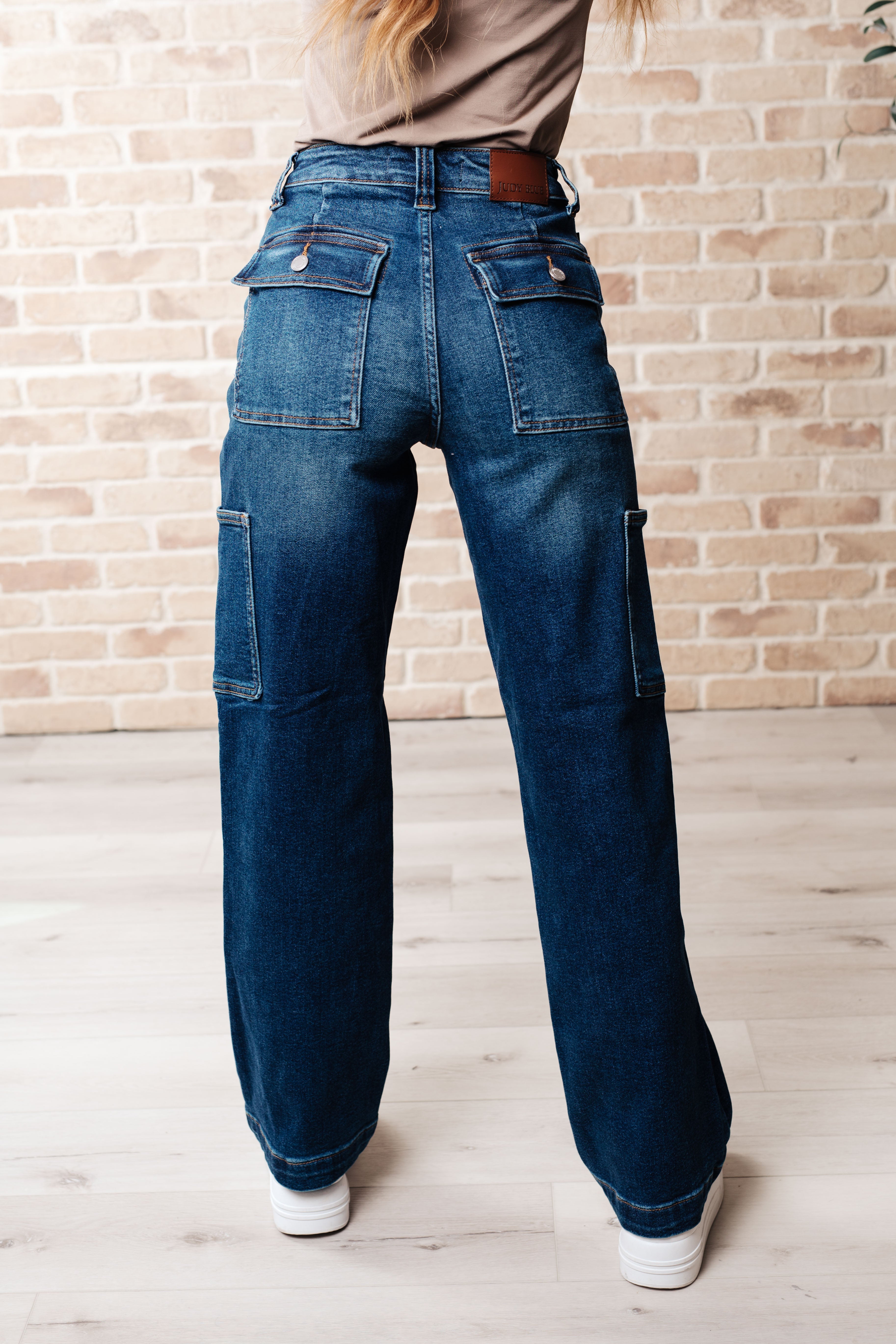 Judy Blue Leila High Rise Cargo Straight Jeans-back view