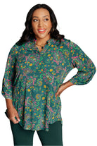 Dear Scarlett Lizzy Top in Teal and Purple floral paisley