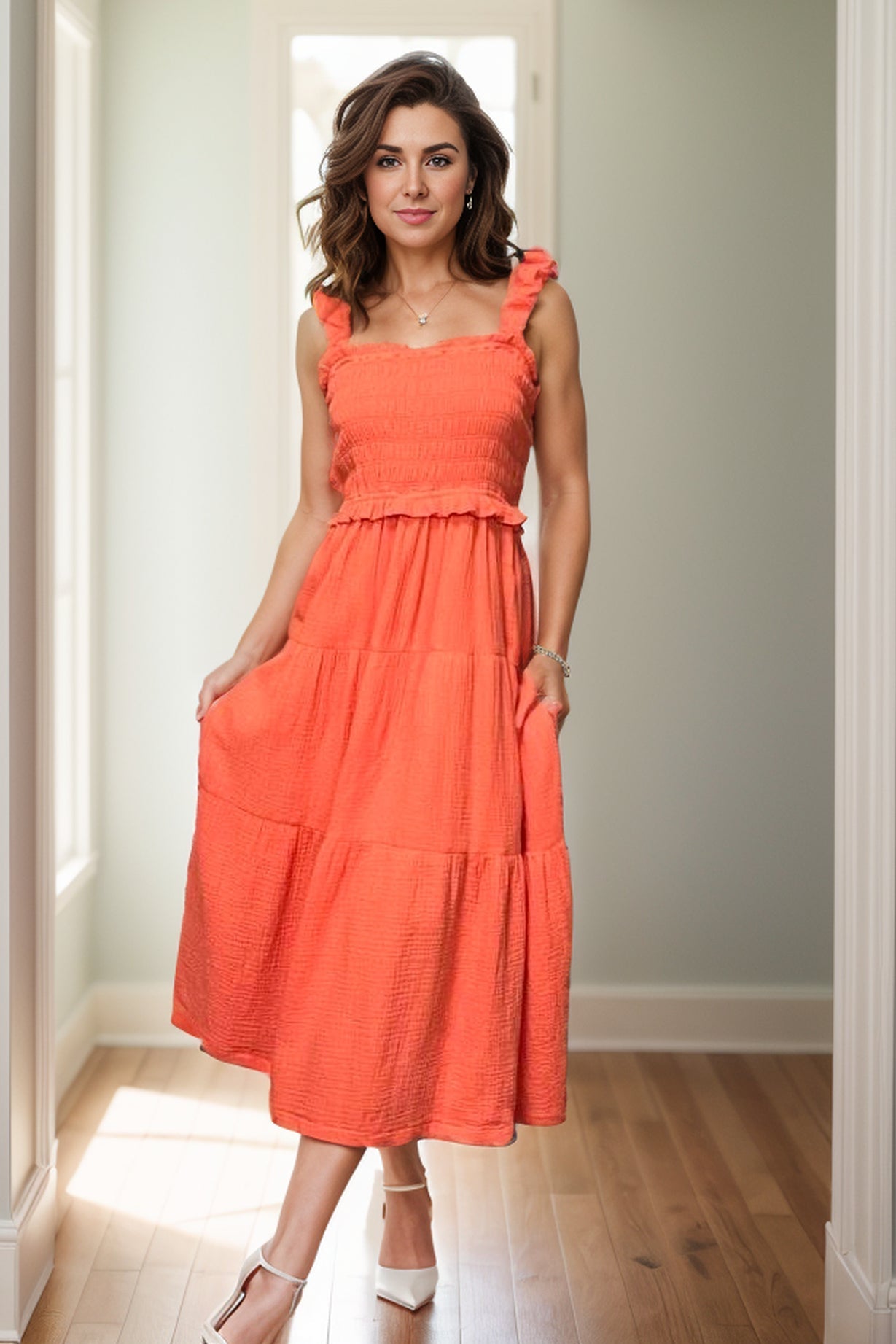 Orange Julieous Midi Dress by And the Why