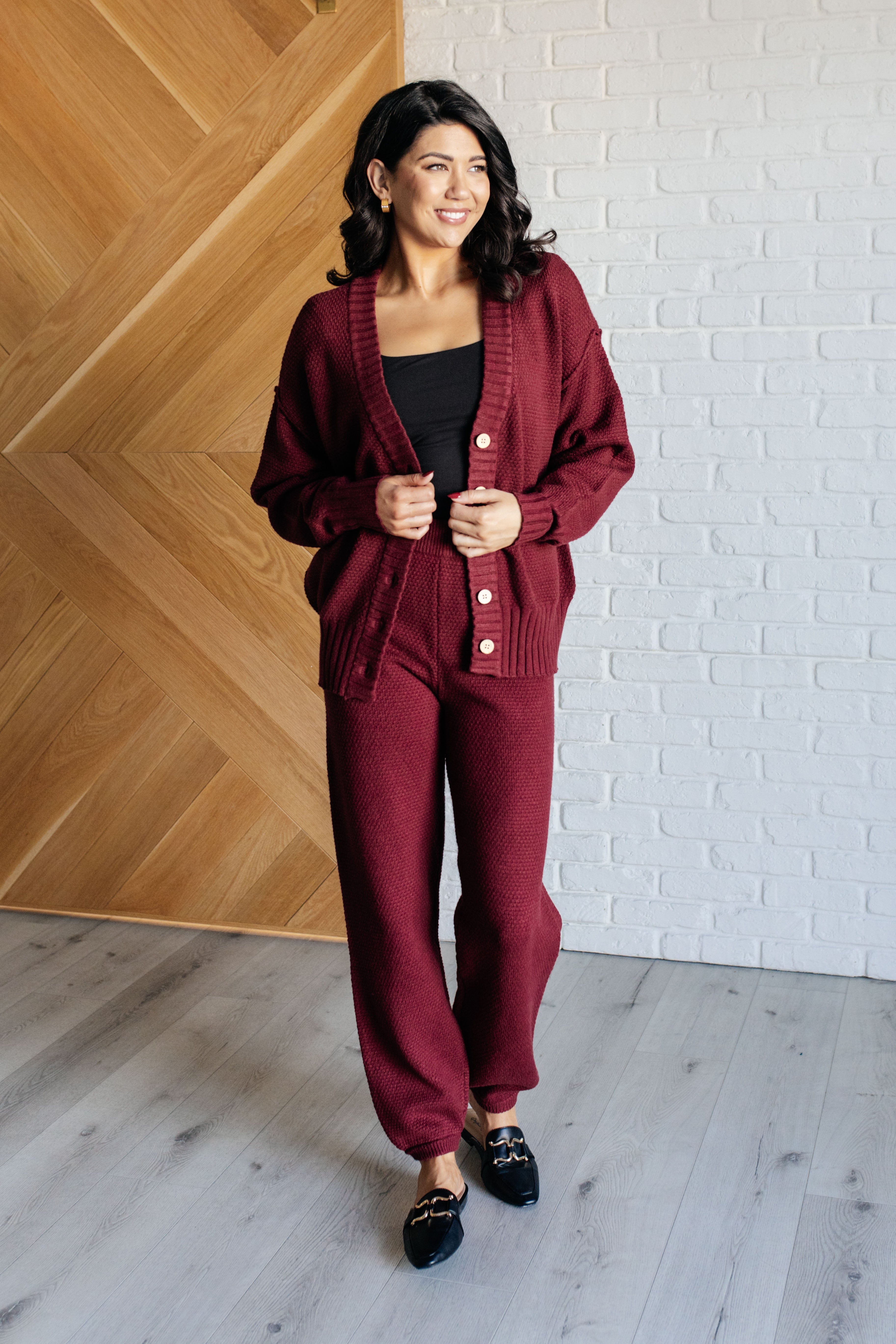 Rae Mode Simple Solution Knit Set in Wine on Sabrina size small