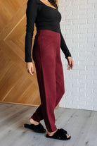 Pants side view Rae Mode Simple Solution Knit Set in Wine