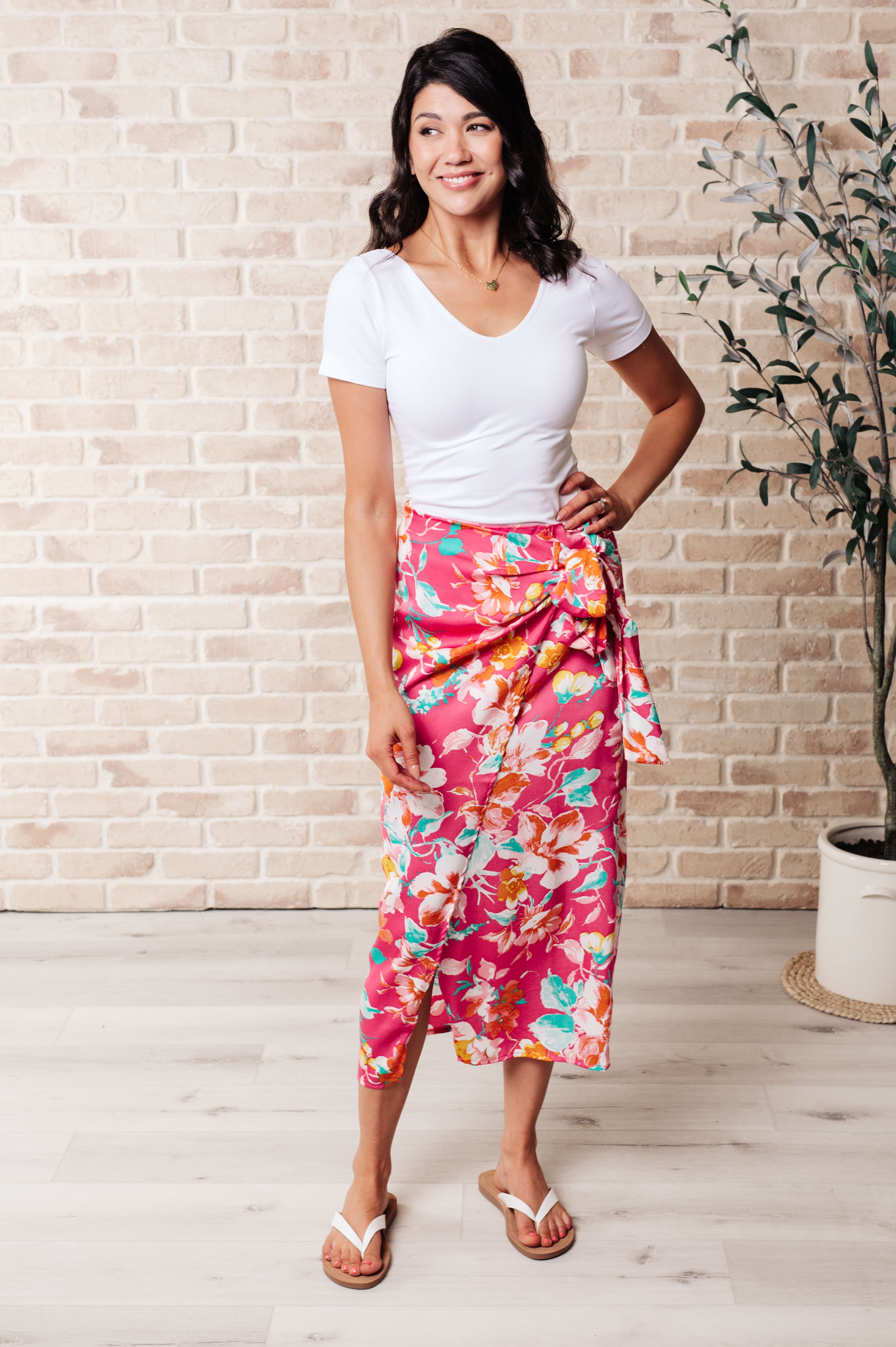 Take Me Outside Wrap Around Skirt in Magenta-full profile