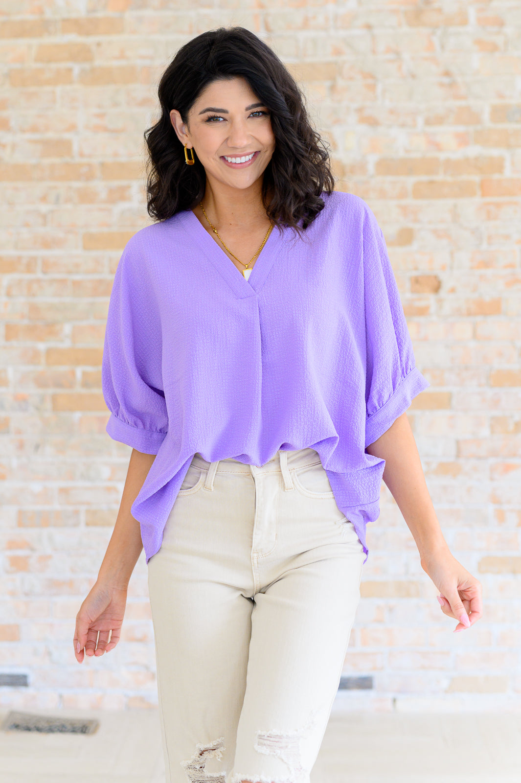 Up For Anything V-Neck Blouse in Lavender by Andree by Unit