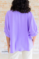 Back of Up For Anything V-Neck Blouse in Lavender by Andree by Unit