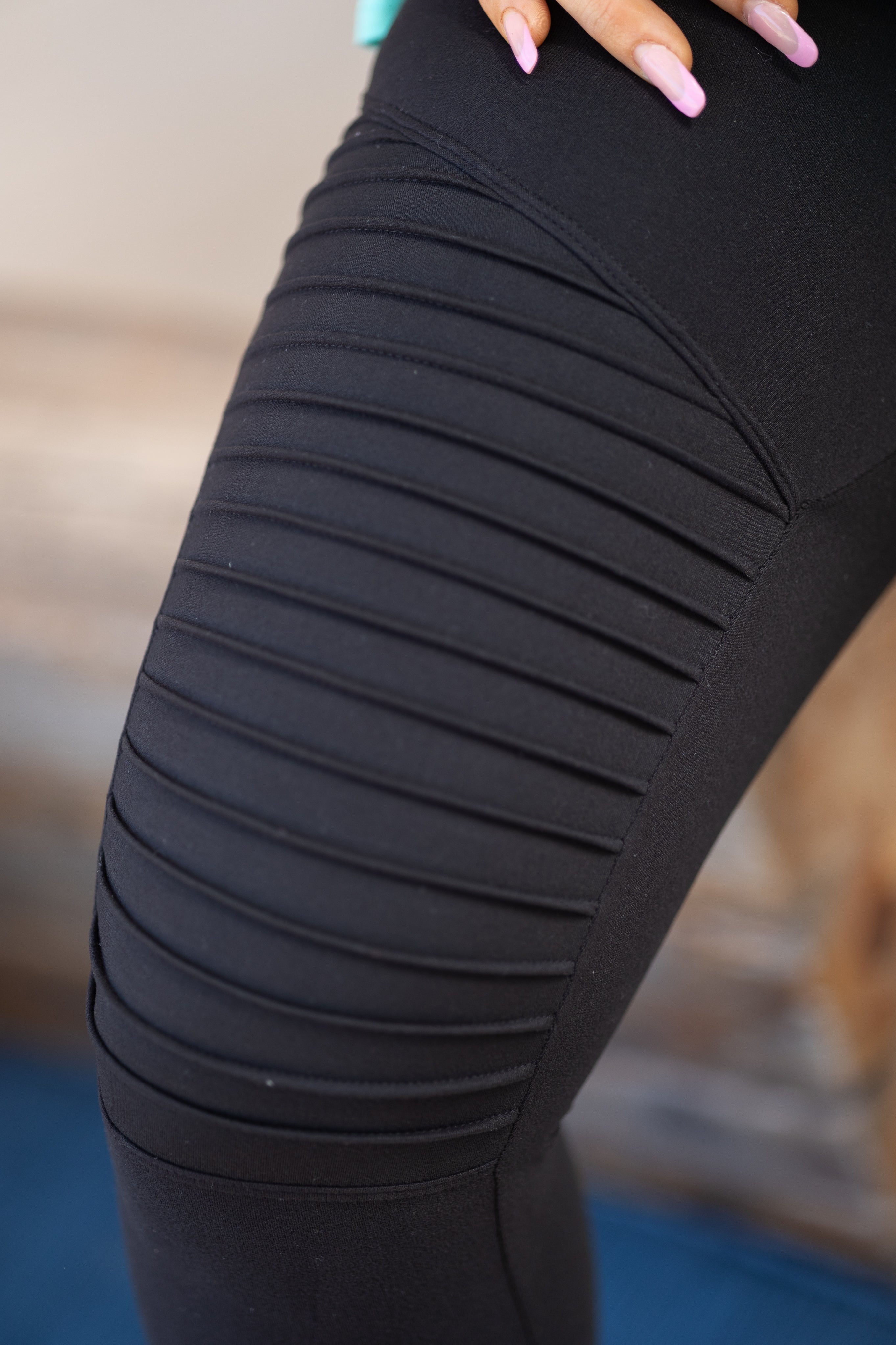 Zenana Moto Black Leggings