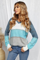 Bonnie Cool Color Block Knit Sweater Hoodie (sleeve)