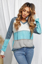 Bonnie Cool Color Block Knit Sweater Hoodie (shoulder)