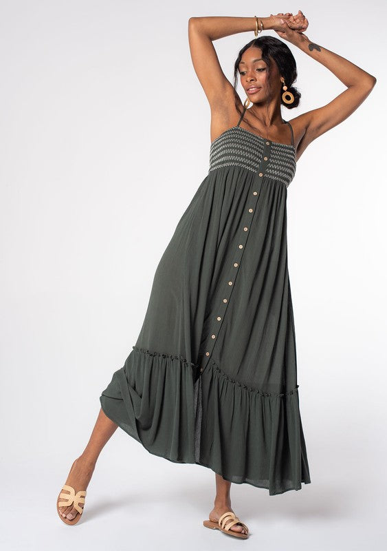 Olivia Bohemian Smocked Maxi Dress from Lovestitch (comfortable fit)