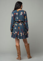 Lovestitch Sunday Brunch Floral Dress with Long Sleeves (full length back view)