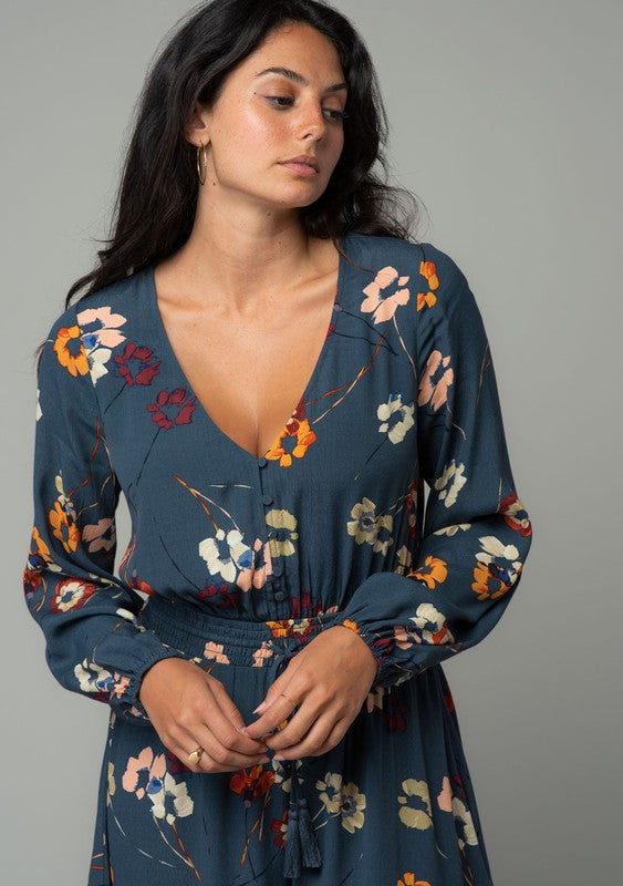 Lovestitch Sunday Brunch Floral Dress with Long Sleeves (front detail)