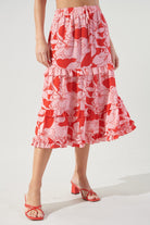 Caliente Pink Lemonade Layered Ruffle Midi Skirt (front side)