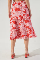 Caliente Pink Lemonade Layered Ruffle Midi Skirt (back)