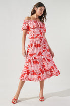 Caliente Pink Lemonade Layered Ruffle Midi Skirt (Full front)