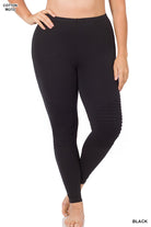 Brushed Microfiber Wide Waistband Moto Leggings (Extended Black)