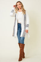 White Eyelash Aztec Cardigan with Fringe Detail (touch hair)