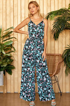 Emily Wonder Ruffle Floral Print Jumpsuit-full length view